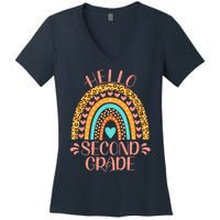 Hello Second Grade 2nd Grade Teacher Back To School Women's V-Neck T-Shirt