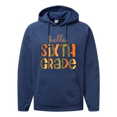 Hello Sixth Grade Funny Girl Back To School Performance Fleece Hoodie