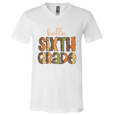 Hello Sixth Grade Funny Girl Back To School V-Neck T-Shirt