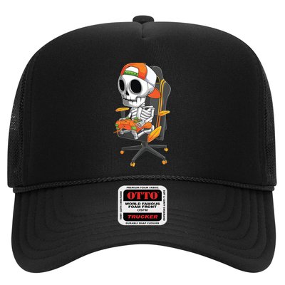 Halloween Skeleton Gamer Video Gaming Teens Trucker Hat