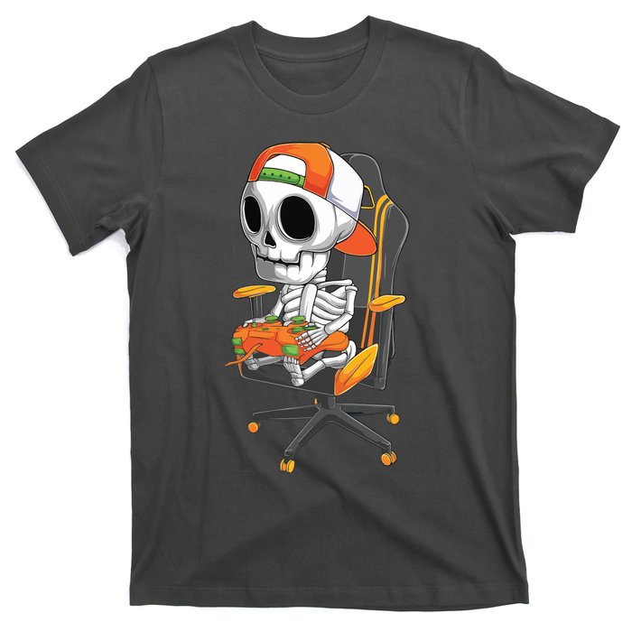 Halloween Skeleton Gamer Video Gaming Teens T-Shirt