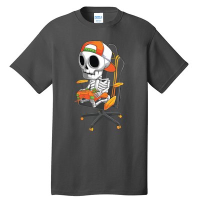 Halloween Skeleton Gamer Video Gaming Teens Tall T-Shirt