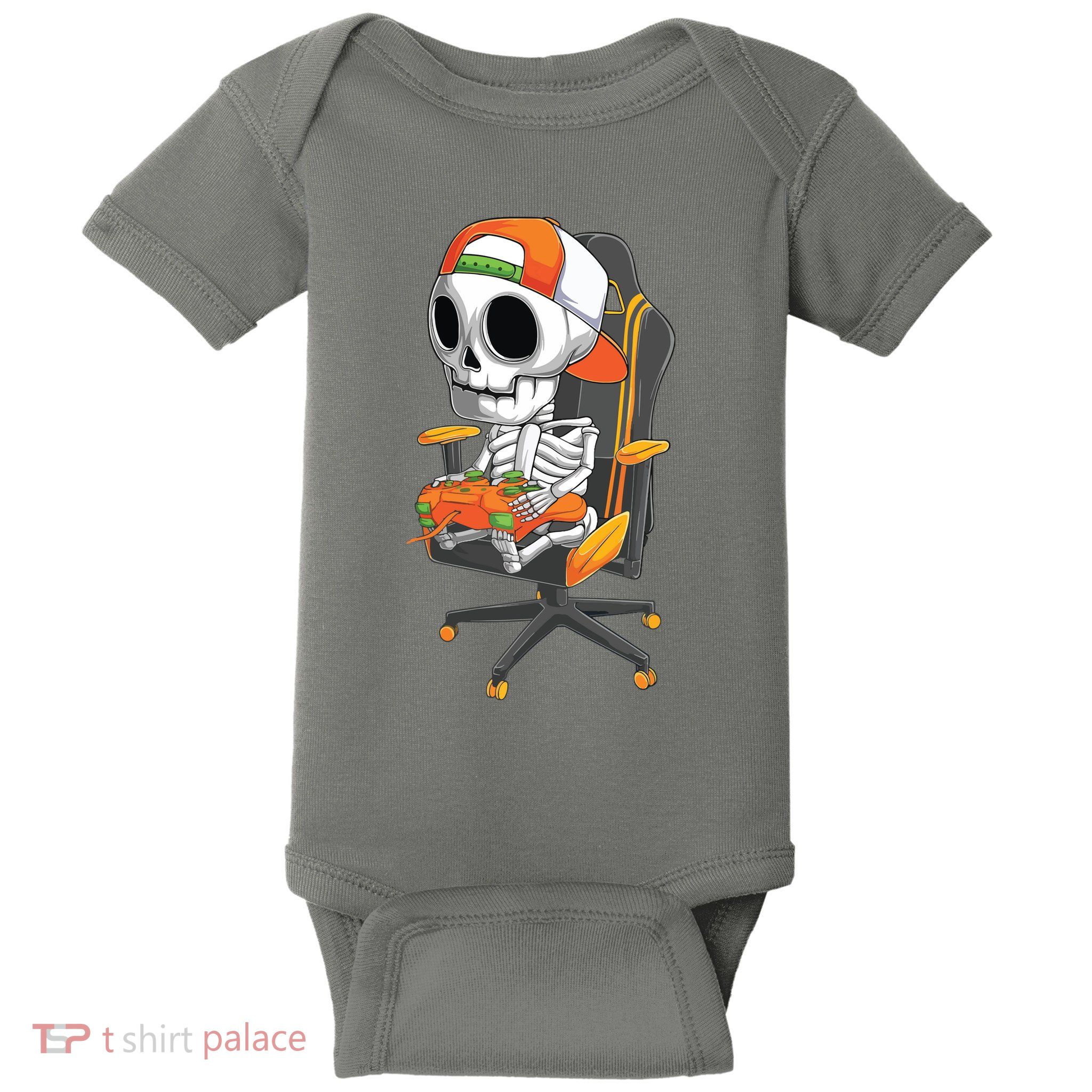 Halloween Skeleton Gamer Video Gaming Teens Baby Bodysuit