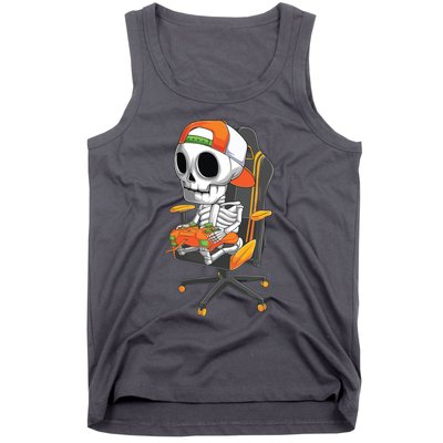 Halloween Skeleton Gamer Video Gaming Teens Tank Top