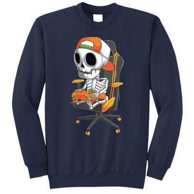 Halloween Skeleton Gamer Video Gaming Teens Sweatshirt