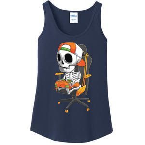 Halloween Skeleton Gamer Video Gaming Teens Ladies Essential Tank