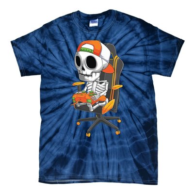 Halloween Skeleton Gamer Video Gaming Teens Tie-Dye T-Shirt