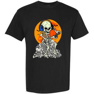 Halloween Skeleton Gamer Skull Moon Gaming Garment-Dyed Heavyweight T-Shirt