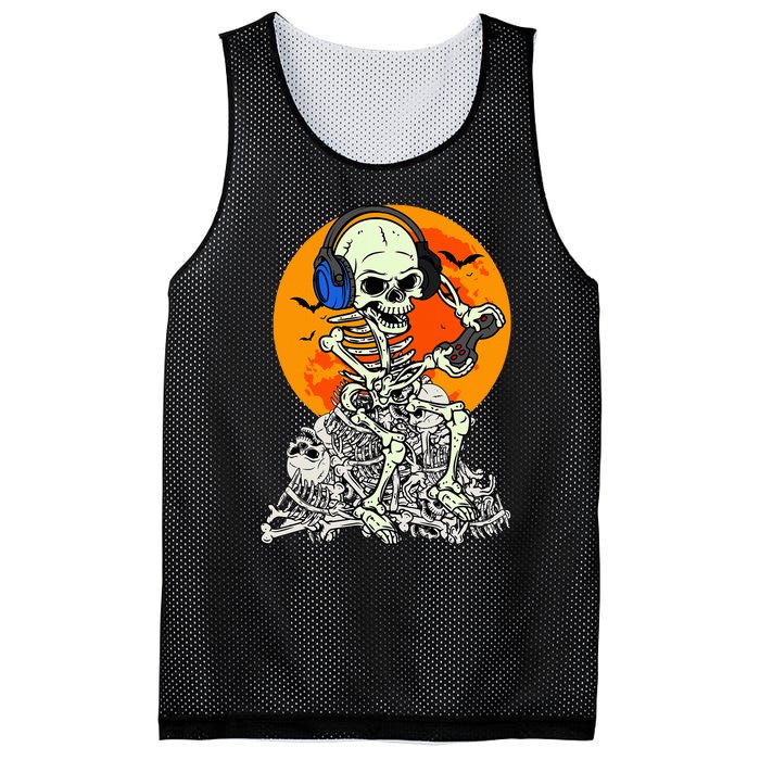 Halloween Skeleton Gamer Skull Moon Gaming Mesh Reversible Basketball Jersey Tank