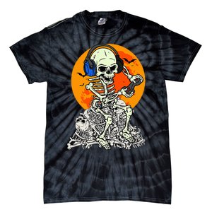 Halloween Skeleton Gamer Skull Moon Gaming Tie-Dye T-Shirt