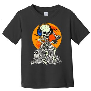 Halloween Skeleton Gamer Skull Moon Gaming Toddler T-Shirt