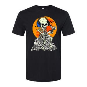 Halloween Skeleton Gamer Skull Moon Gaming Softstyle CVC T-Shirt