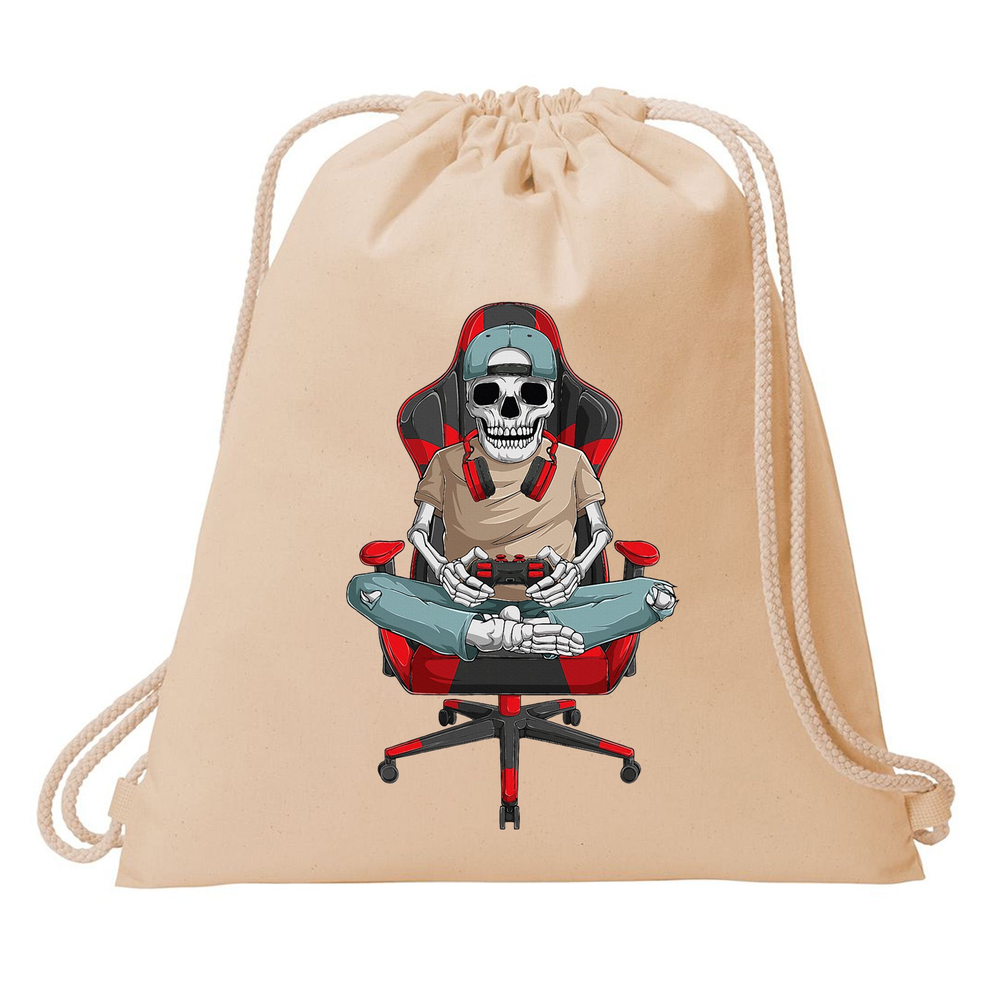Halloween Skeleton Gamer Video Gaming Drawstring Bag