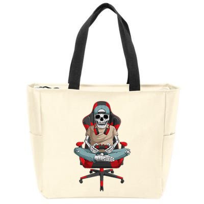 Halloween Skeleton Gamer Video Gaming Zip Tote Bag