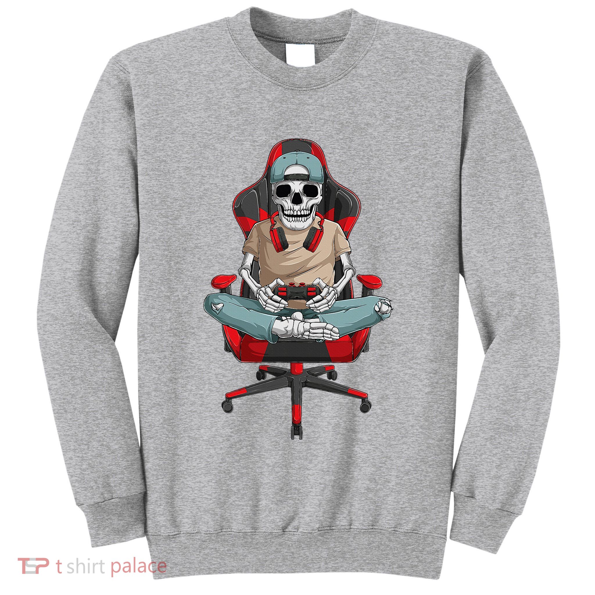 Halloween Skeleton Gamer Video Gaming Tall Sweatshirt