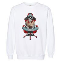 Halloween Skeleton Gamer Video Gaming Garment-Dyed Sweatshirt