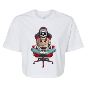 Halloween Skeleton Gamer Video Gaming Bella+Canvas Jersey Crop Tee