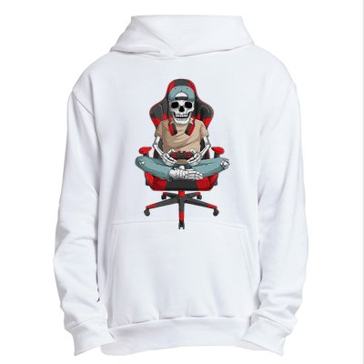 Halloween Skeleton Gamer Video Gaming Urban Pullover Hoodie