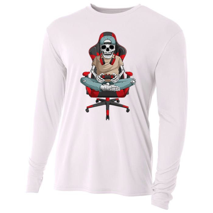 Halloween Skeleton Gamer Video Gaming Cooling Performance Long Sleeve Crew