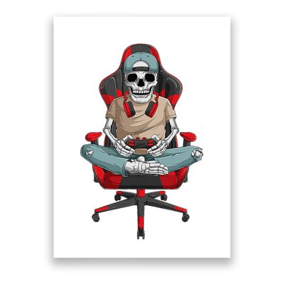 Halloween Skeleton Gamer Video Gaming Poster