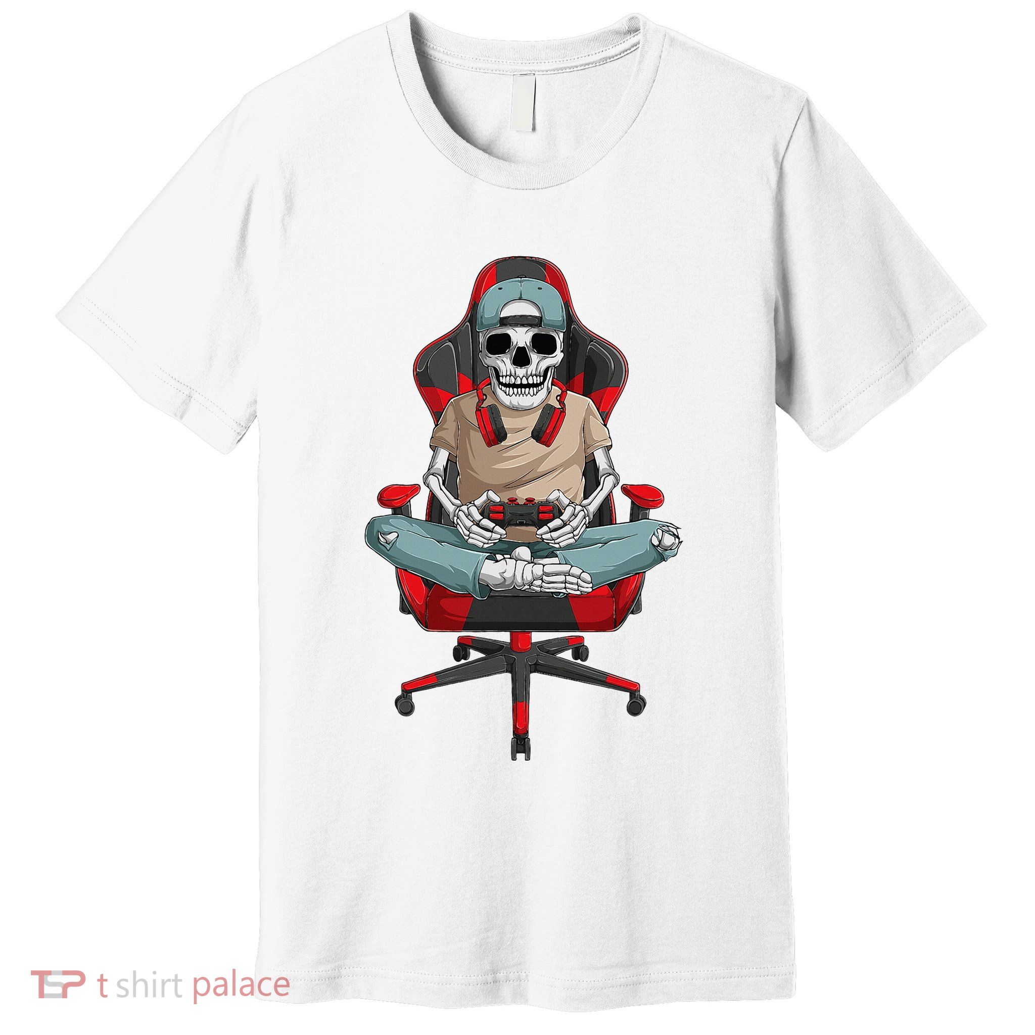 Halloween Skeleton Gamer Video Gaming Premium T-Shirt