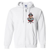 Halloween Skeleton Gamer Video Gaming Full Zip Hoodie