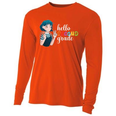 Hello Second Grade Anime Going To School Funny Gift Cooling Performance Long Sleeve Crew