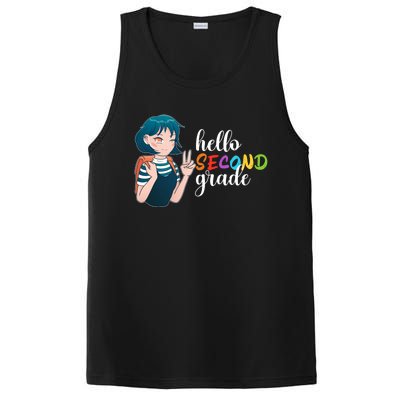 Hello Second Grade Anime Going To School Funny Gift PosiCharge Competitor Tank