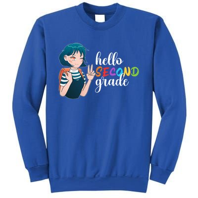 Hello Second Grade Anime Going To School Funny Gift Sweatshirt