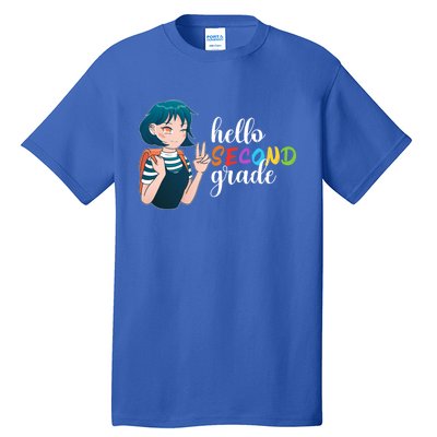 Hello Second Grade Anime Going To School Funny Gift Tall T-Shirt