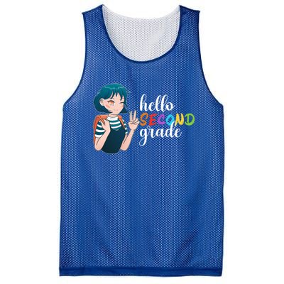 Hello Second Grade Anime Going To School Funny Gift Mesh Reversible Basketball Jersey Tank