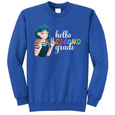 Hello Second Grade Anime Going To School Funny Gift Tall Sweatshirt