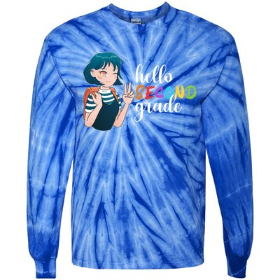 Hello Second Grade Anime Going To School Funny Gift Tie-Dye Long Sleeve Shirt