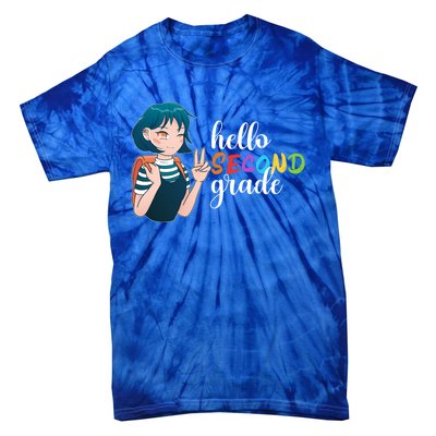 Hello Second Grade Anime Going To School Funny Gift Tie-Dye T-Shirt