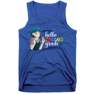 Hello Second Grade Anime Going To School Funny Gift Tank Top