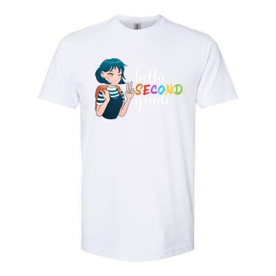 Hello Second Grade Anime Going To School Funny Gift Softstyle CVC T-Shirt