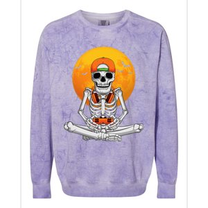 Halloween Skeleton Gamer Video Gaming Colorblast Crewneck Sweatshirt