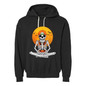 Halloween Skeleton Gamer Video Gaming Garment-Dyed Fleece Hoodie