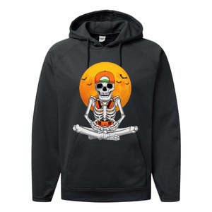 Halloween Skeleton Gamer Video Gaming Performance Fleece Hoodie