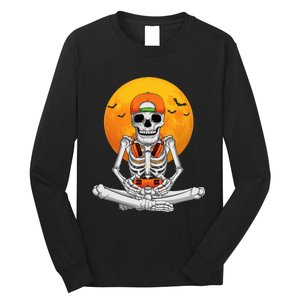 Halloween Skeleton Gamer Video Gaming Long Sleeve Shirt