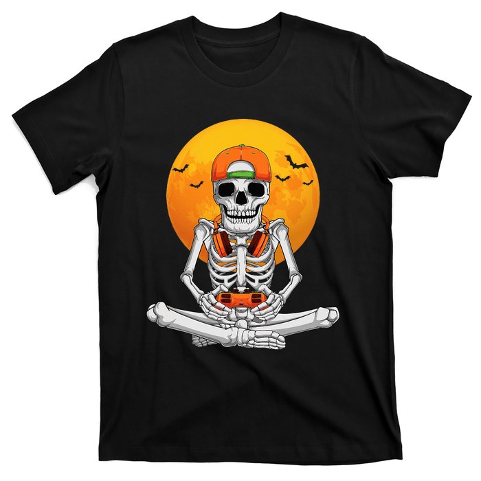 Halloween Skeleton Gamer Video Gaming T-Shirt