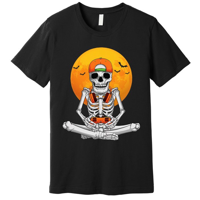 Halloween Skeleton Gamer Video Gaming Premium T-Shirt