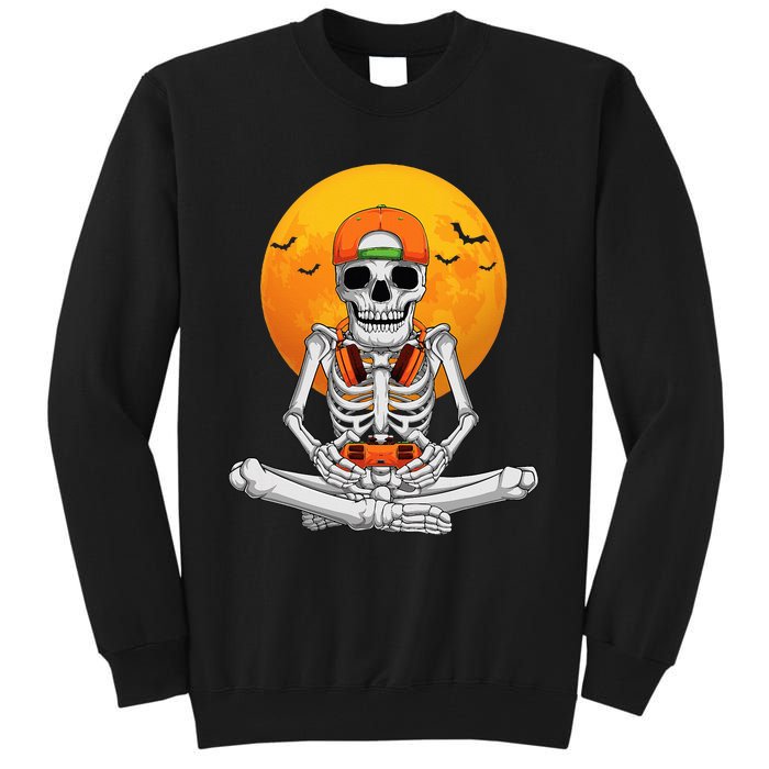 Halloween Skeleton Gamer Video Gaming Tall Sweatshirt