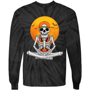 Halloween Skeleton Gamer Video Gaming Tie-Dye Long Sleeve Shirt