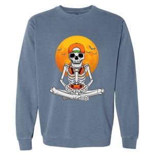 Halloween Skeleton Gamer Video Gaming Garment-Dyed Sweatshirt