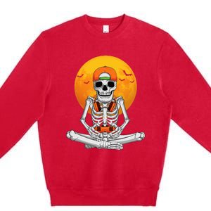 Halloween Skeleton Gamer Video Gaming Premium Crewneck Sweatshirt