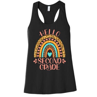 Hello Second Grade 2nd Grade Teacher Back To School Women's Racerback Tank