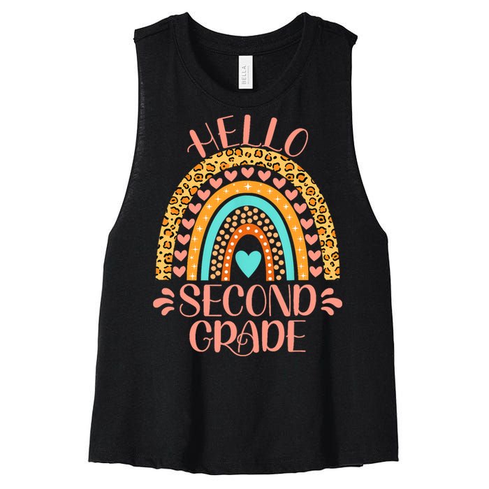 Hello Second Grade 2nd Grade Teacher Back To School Women's Racerback Cropped Tank