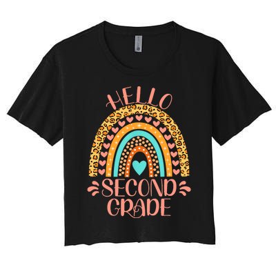 Hello Second Grade 2nd Grade Teacher Back To School Women's Crop Top Tee