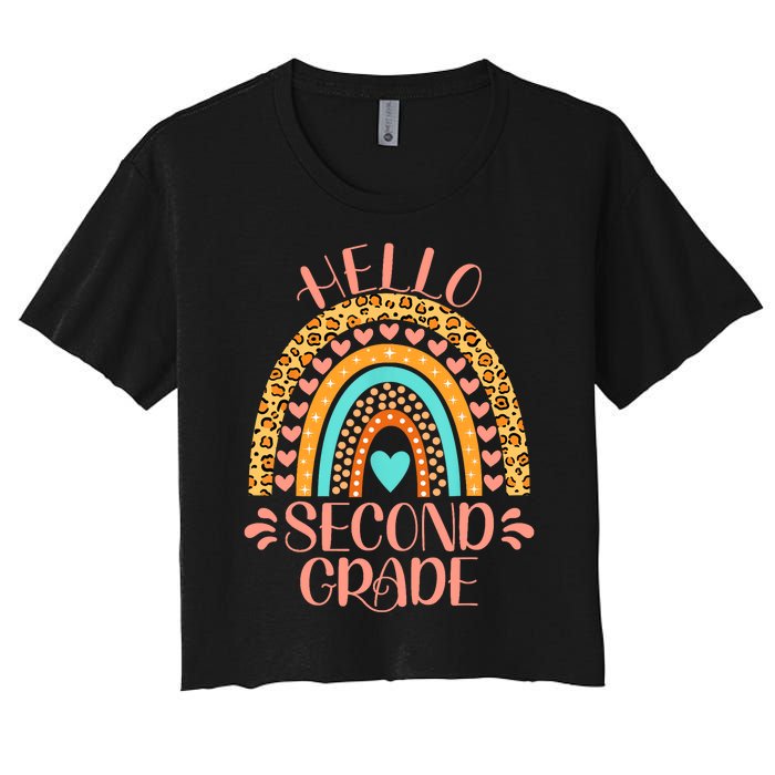 Hello Second Grade 2nd Grade Teacher Back To School Women's Crop Top Tee